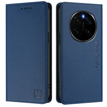 Honor Magic7 Pro Dual-Folded Magnetic Suction RFID Blocking PU Leather Wallet Phone Case with Card Slots, Cash Pocket, Kickstand, Full Protective Flip Cover