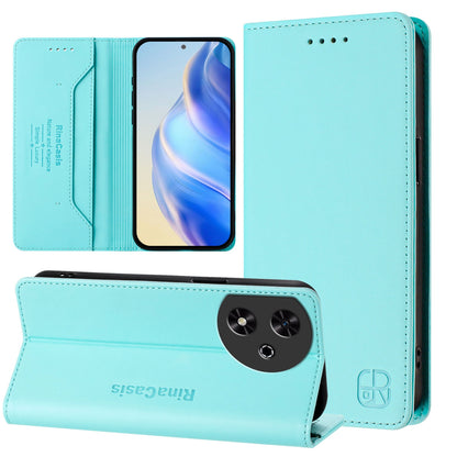 Honor Play 50 Dual-Folded Magnetic Suction RFID Blocking PU Leather Wallet Phone Case with Card Slots, Cash Pocket, Kickstand, Full Protective Flip Cover