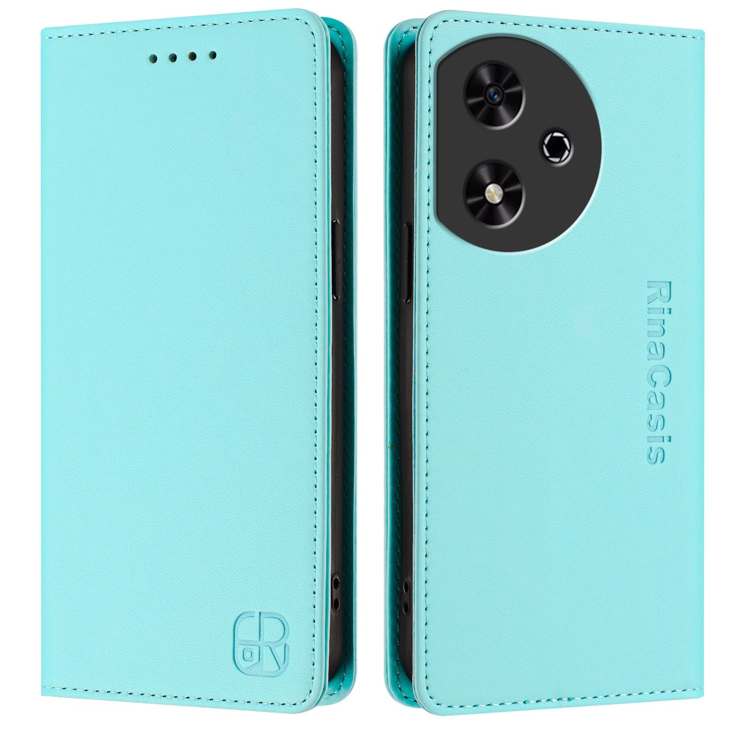 Honor Play 50 Dual-Folded Magnetic Suction RFID Blocking PU Leather Wallet Phone Case with Card Slots, Cash Pocket, Kickstand, Full Protective Flip Cover