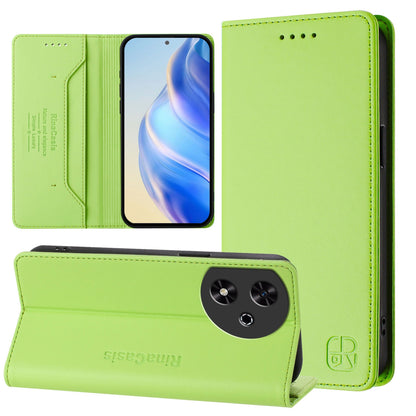 Honor Play 50 Dual-Folded Magnetic Suction RFID Blocking PU Leather Wallet Phone Case with Card Slots, Cash Pocket, Kickstand, Full Protective Flip Cover