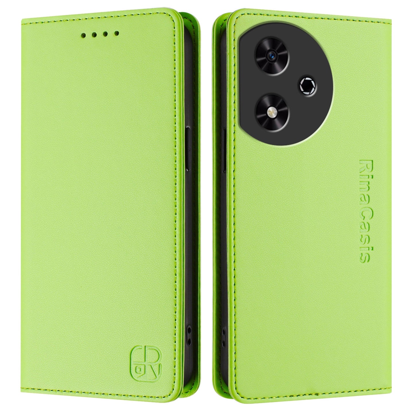 Honor Play 50 Dual-Folded Magnetic Suction RFID Blocking PU Leather Wallet Phone Case with Card Slots, Cash Pocket, Kickstand, Full Protective Flip Cover