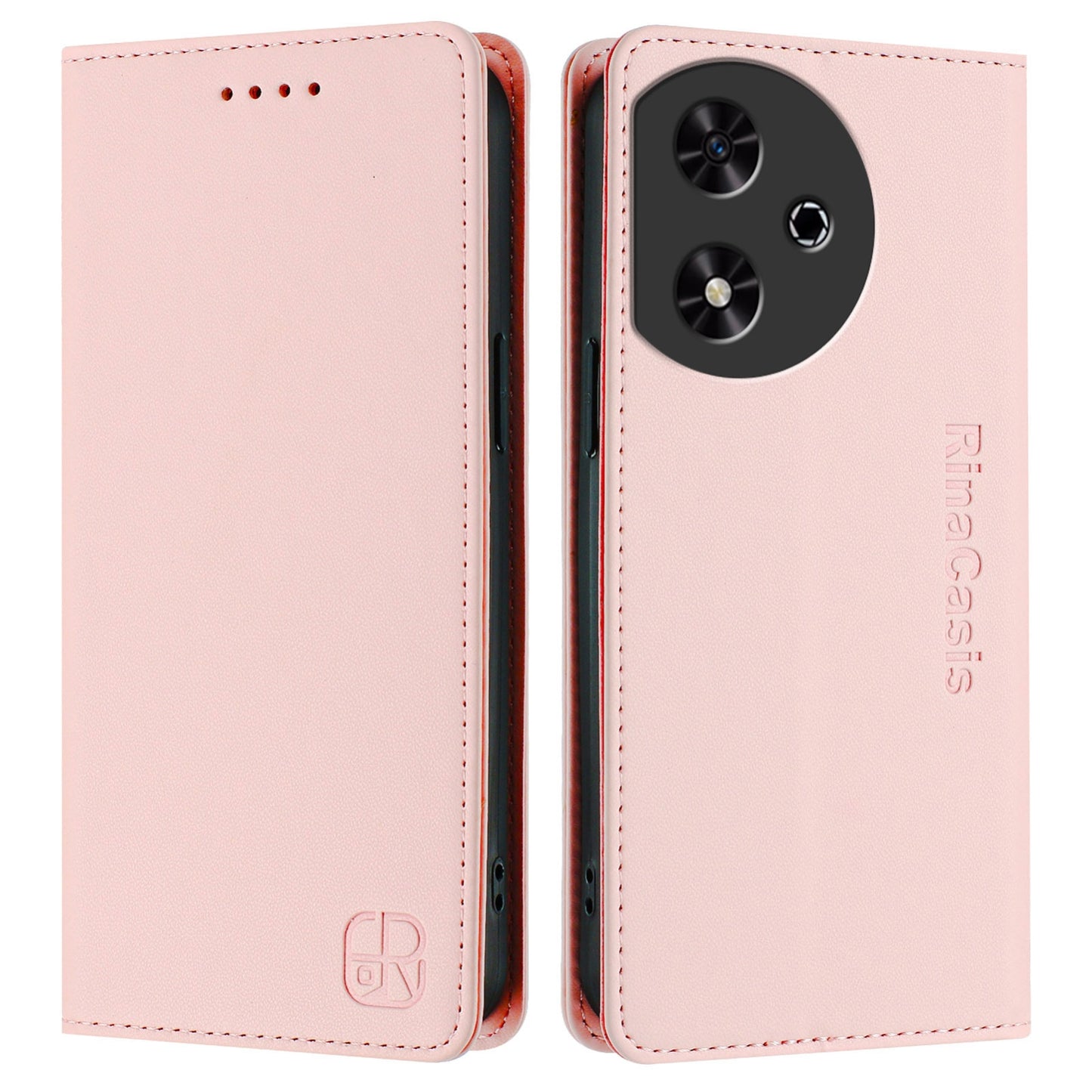 Honor Play 50 Dual-Folded Magnetic Suction RFID Blocking PU Leather Wallet Phone Case with Card Slots, Cash Pocket, Kickstand, Full Protective Flip Cover