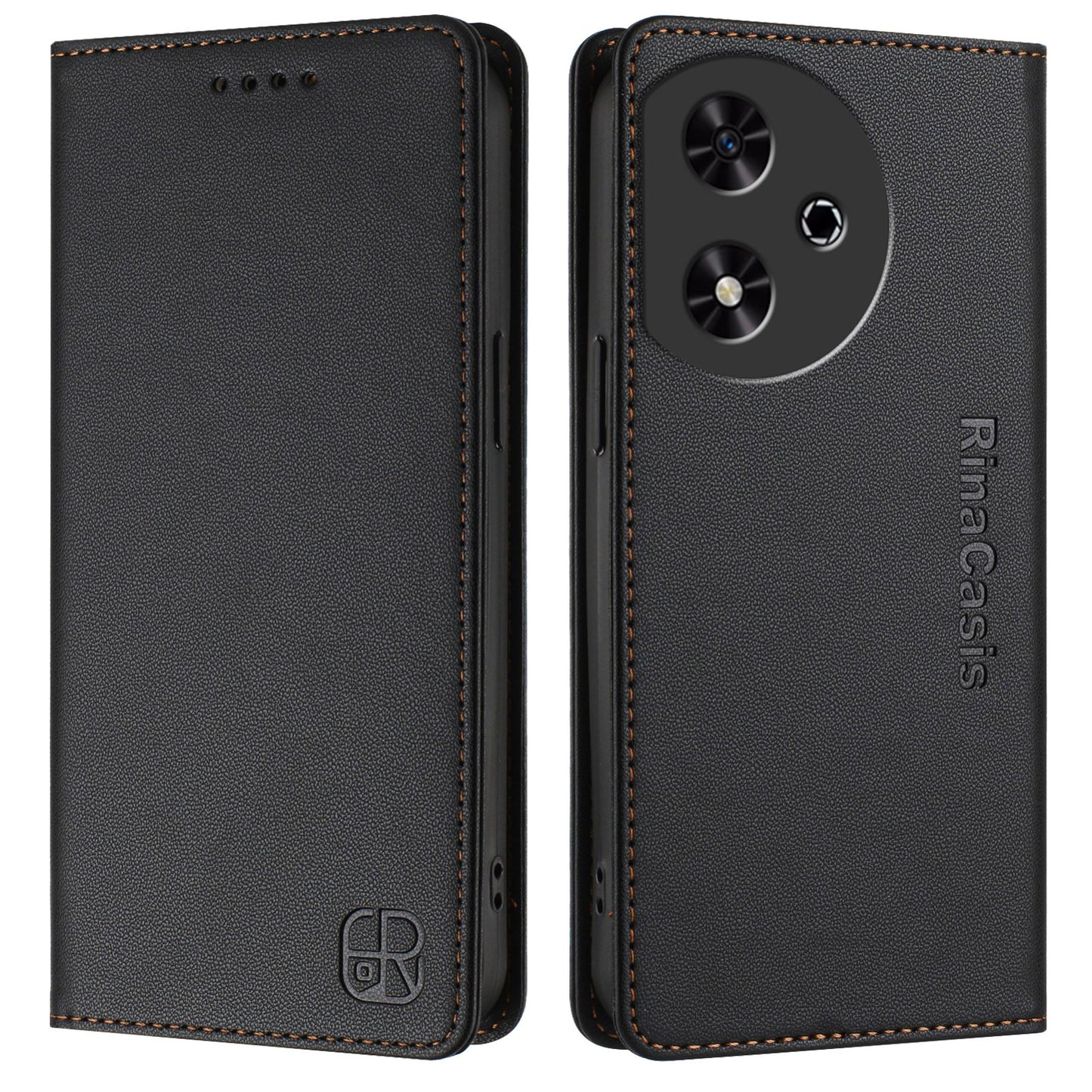 Honor Play 50 Dual-Folded Magnetic Suction RFID Blocking PU Leather Wallet Phone Case with Card Slots, Cash Pocket, Kickstand, Full Protective Flip Cover