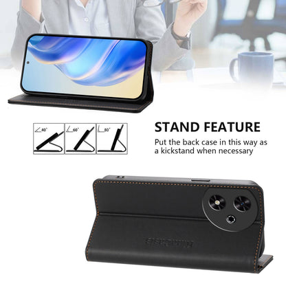 Honor Play 50 Dual-Folded Magnetic Suction RFID Blocking PU Leather Wallet Phone Case with Card Slots, Cash Pocket, Kickstand, Full Protective Flip Cover