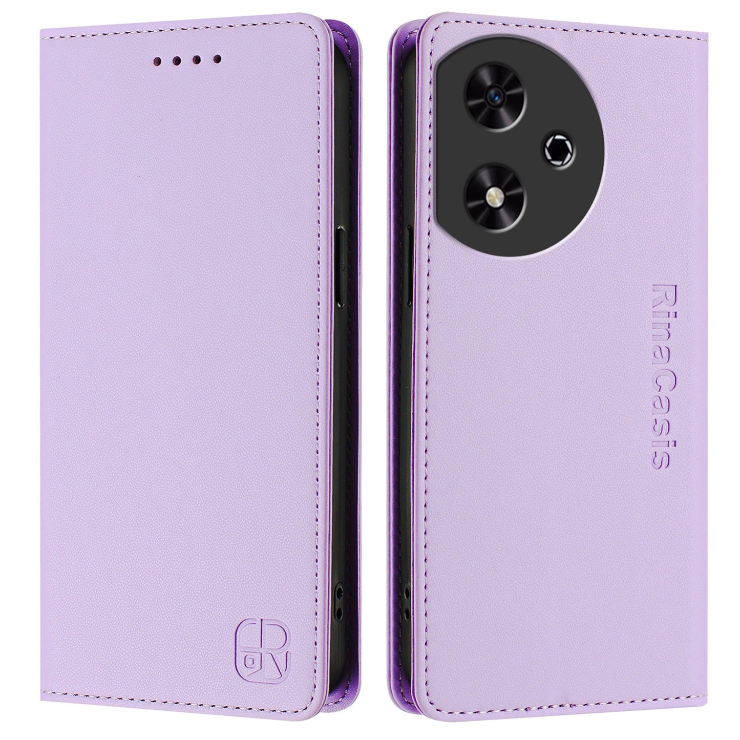 Honor Play 50 Dual-Folded Magnetic Suction RFID Blocking PU Leather Wallet Phone Case with Card Slots, Cash Pocket, Kickstand, Full Protective Flip Cover