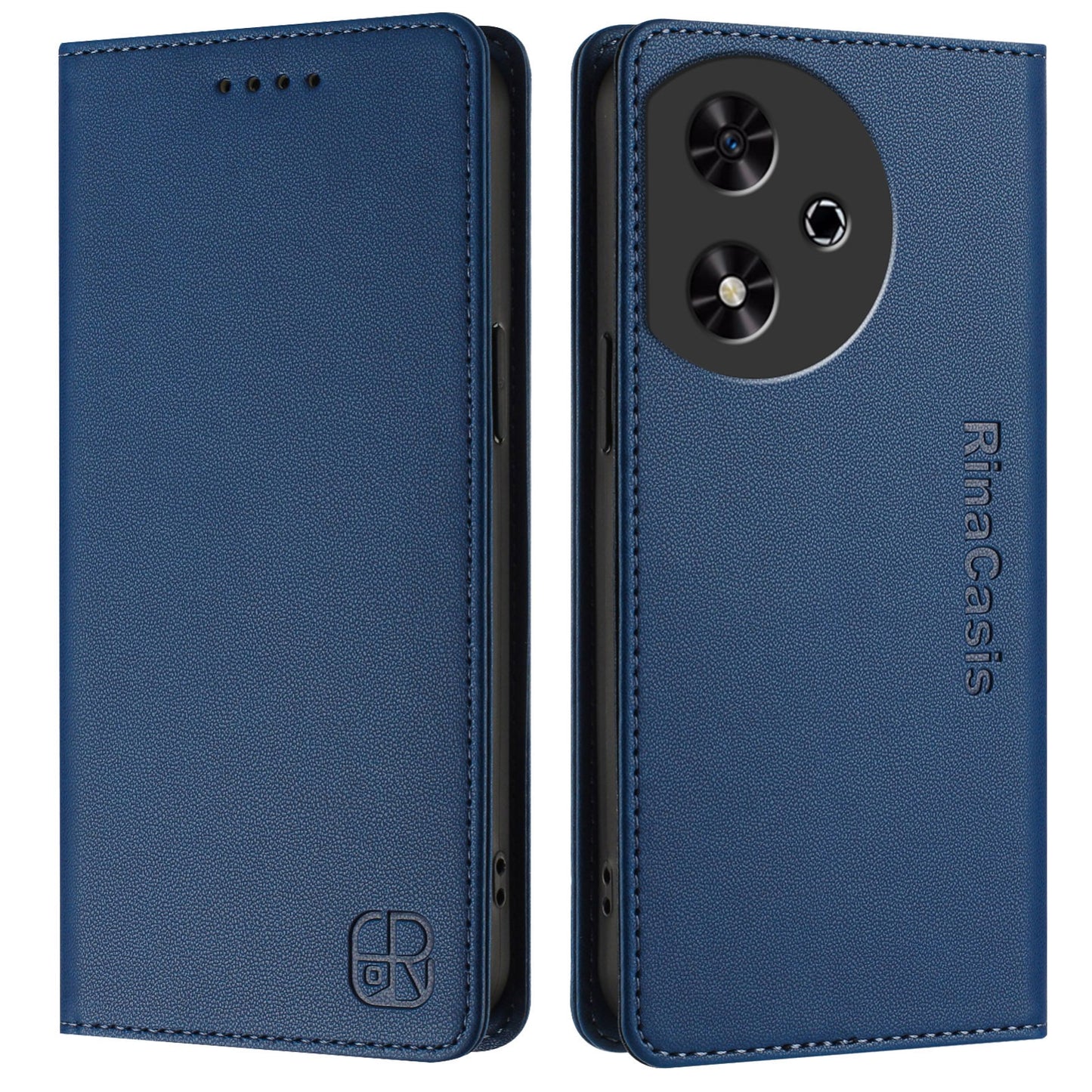 Honor Play 50 Dual-Folded Magnetic Suction RFID Blocking PU Leather Wallet Phone Case with Card Slots, Cash Pocket, Kickstand, Full Protective Flip Cover