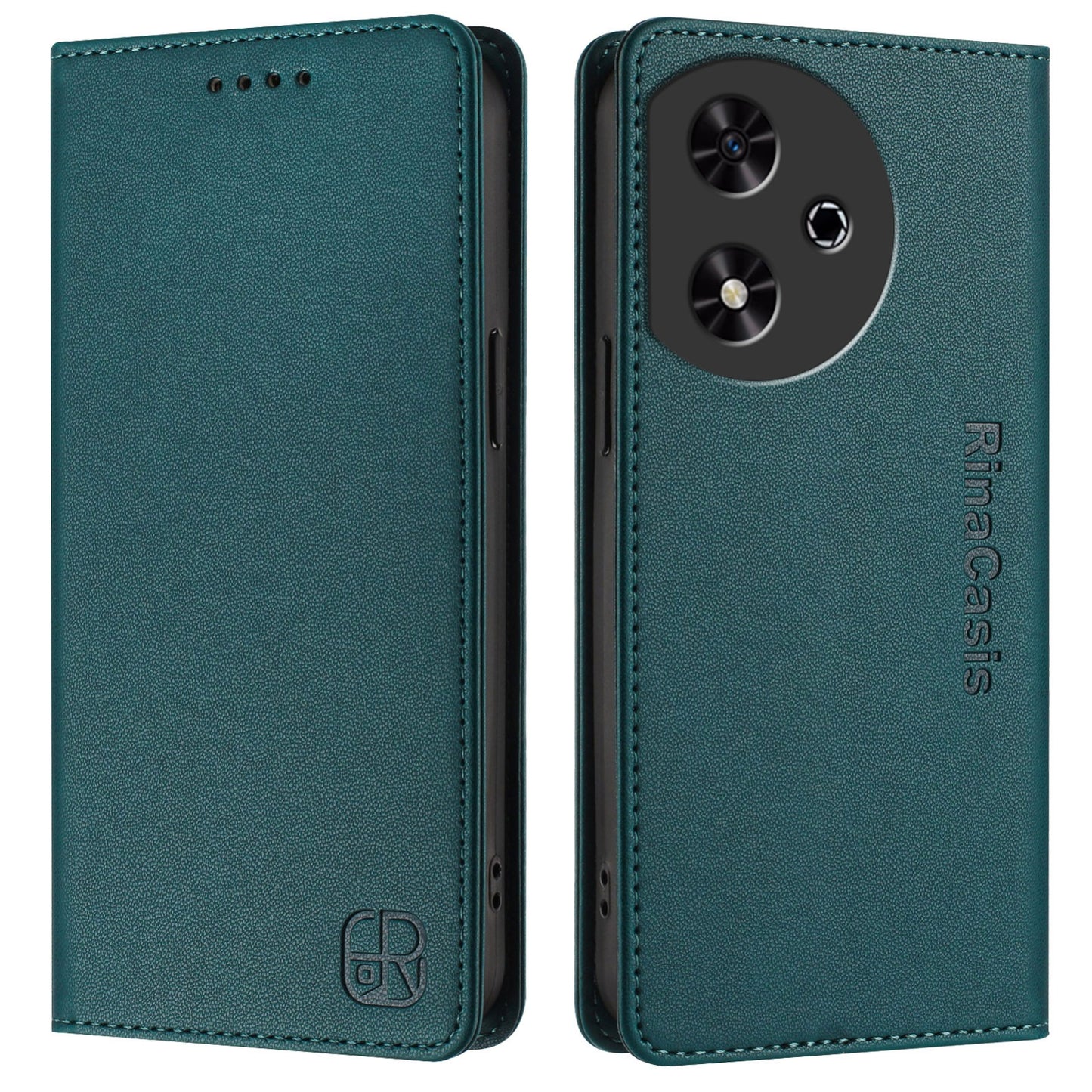 Honor Play 50 Dual-Folded Magnetic Suction RFID Blocking PU Leather Wallet Phone Case with Card Slots, Cash Pocket, Kickstand, Full Protective Flip Cover