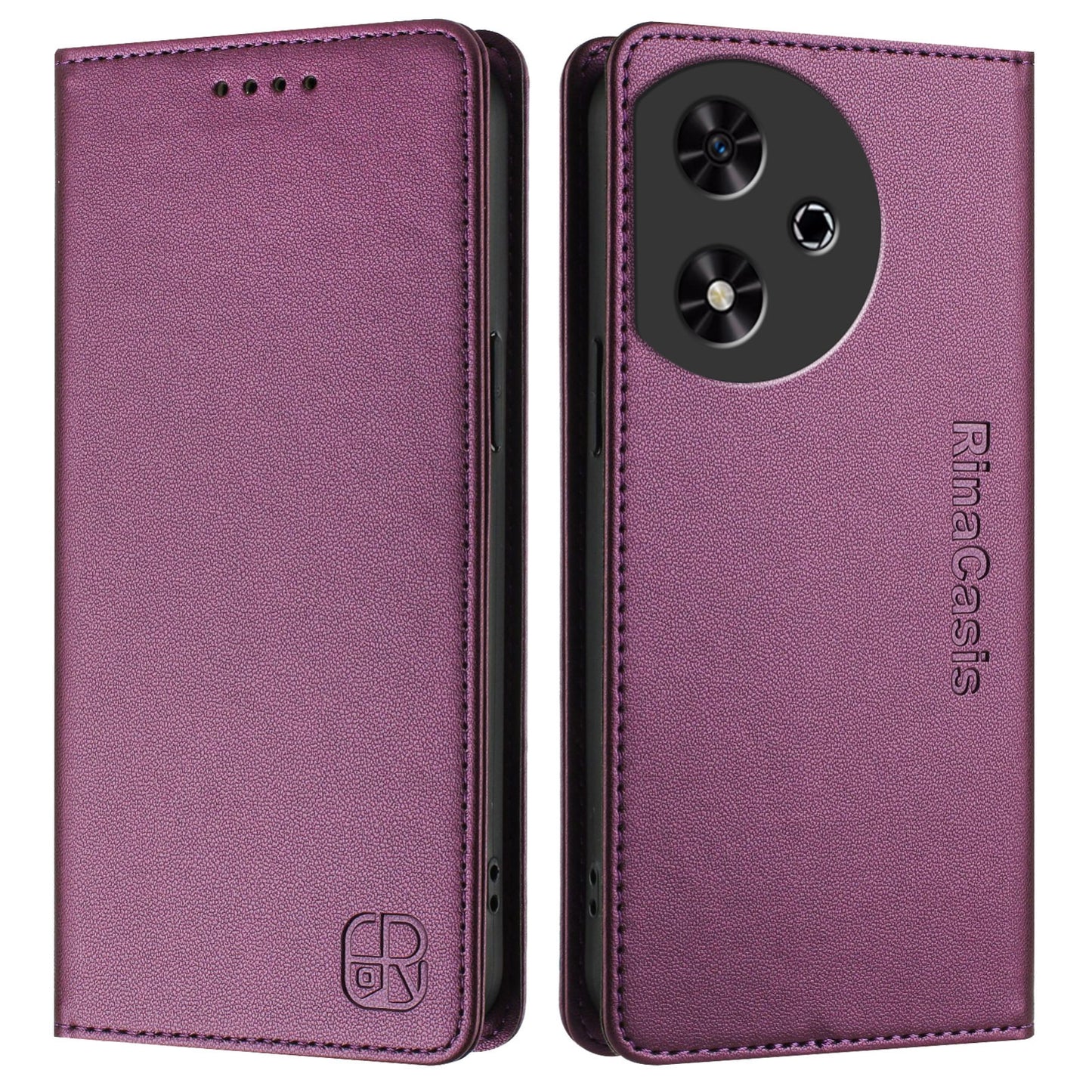 Honor Play 50 Dual-Folded Magnetic Suction RFID Blocking PU Leather Wallet Phone Case with Card Slots, Cash Pocket, Kickstand, Full Protective Flip Cover