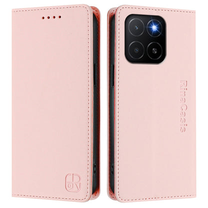 Honor X5b Plus Dual-Folded Magnetic Suction RFID Blocking PU Leather Wallet Phone Case with Card Slots, Cash Pocket, Kickstand, Full Protective Flip Cover