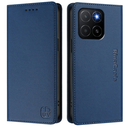 Honor X5b Dual-Folded Magnetic Suction RFID Blocking PU Leather Wallet Phone Case with Card Slots, Cash Pocket, Kickstand, Full Protective Flip Cover