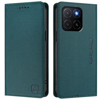 Honor X5b Plus Dual-Folded Magnetic Suction RFID Blocking PU Leather Wallet Phone Case with Card Slots, Cash Pocket, Kickstand, Full Protective Flip Cover