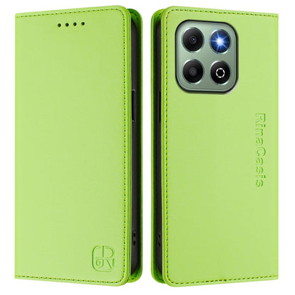 Honor X6b Dual-Folded Magnetic Suction RFID Blocking PU Leather Wallet Phone Case with Card Slots, Cash Pocket, Kickstand, Full Protective Flip Cover