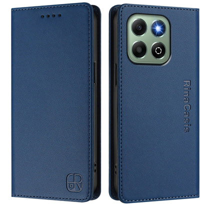 Honor X6b Dual-Folded Magnetic Suction RFID Blocking PU Leather Wallet Phone Case with Card Slots, Cash Pocket, Kickstand, Full Protective Flip Cover