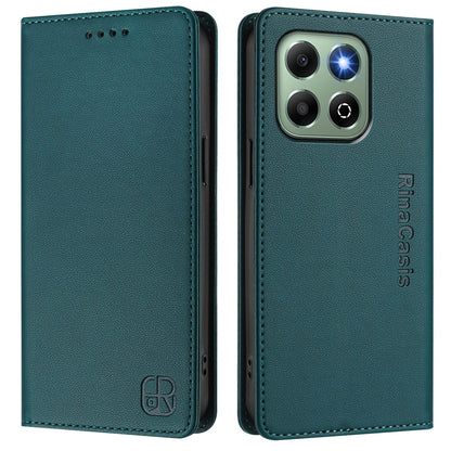 Honor X6b Dual-Folded Magnetic Suction RFID Blocking PU Leather Wallet Phone Case with Card Slots, Cash Pocket, Kickstand, Full Protective Flip Cover