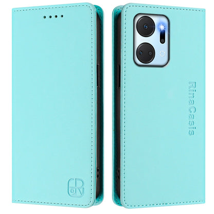 Honor Play7T Dual-Folded Magnetic Suction RFID Blocking PU Leather Wallet Phone Case with Card Slots, Cash Pocket, Kickstand, Full Protective Flip Cover