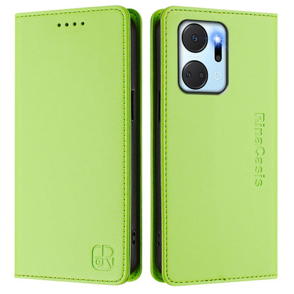 Honor Play7T Dual-Folded Magnetic Suction RFID Blocking PU Leather Wallet Phone Case with Card Slots, Cash Pocket, Kickstand, Full Protective Flip Cover