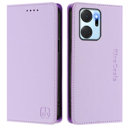Honor Play7T Dual-Folded Magnetic Suction RFID Blocking PU Leather Wallet Phone Case with Card Slots, Cash Pocket, Kickstand, Full Protective Flip Cover
