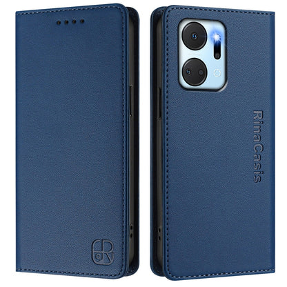 Honor Play7T Dual-Folded Magnetic Suction RFID Blocking PU Leather Wallet Phone Case with Card Slots, Cash Pocket, Kickstand, Full Protective Flip Cover