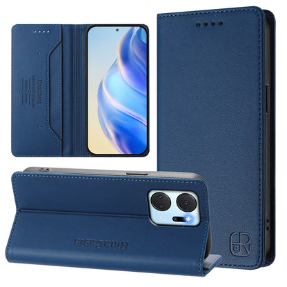 Honor Play7T Dual-Folded Magnetic Suction RFID Blocking PU Leather Wallet Phone Case with Card Slots, Cash Pocket, Kickstand, Full Protective Flip Cover