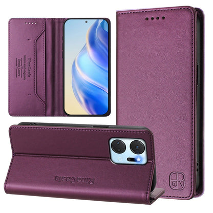 Honor Play7T Dual-Folded Magnetic Suction RFID Blocking PU Leather Wallet Phone Case with Card Slots, Cash Pocket, Kickstand, Full Protective Flip Cover