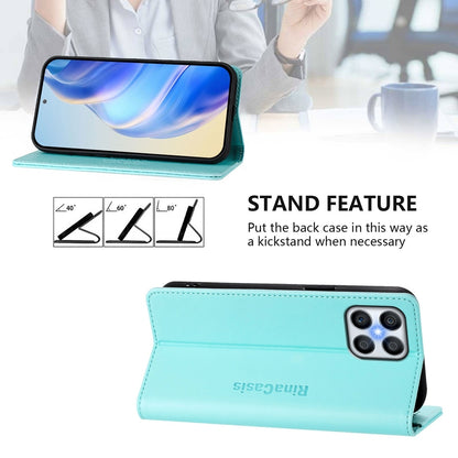 Honor X30i Dual-Folded Magnetic Suction RFID Blocking PU Leather Wallet Phone Case with Card Slots, Cash Pocket, Kickstand, Full Protective Flip Cover