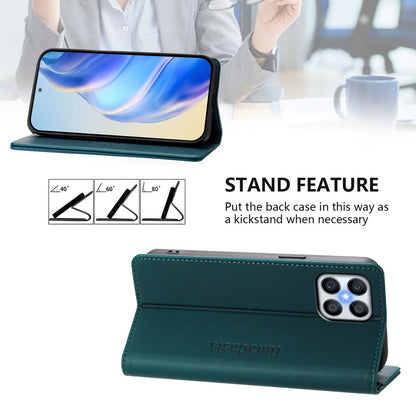 Honor Play6T Pro Dual-Folded Magnetic Suction RFID Blocking PU Leather Wallet Phone Case with Card Slots, Cash Pocket, Kickstand, Full Protective Flip Cover