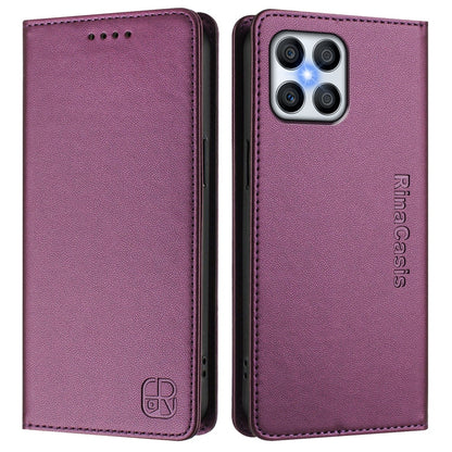 Honor Play6T Pro Dual-Folded Magnetic Suction RFID Blocking PU Leather Wallet Phone Case with Card Slots, Cash Pocket, Kickstand, Full Protective Flip Cover