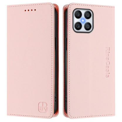 Honor X6 4G Dual-Folded Magnetic Suction RFID Blocking PU Leather Wallet Phone Case with Card Slots, Cash Pocket, Kickstand, Full Protective Flip Cover
