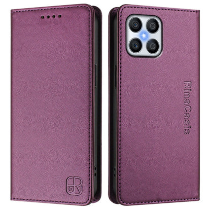 Honor X6s 4G Dual-Folded Magnetic Suction RFID Blocking PU Leather Wallet Phone Case with Card Slots, Cash Pocket, Kickstand, Full Protective Flip Cover