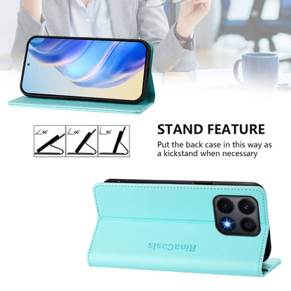 Honor X8a Dual-Folded Magnetic Suction RFID Blocking PU Leather Wallet Phone Case with Card Slots, Cash Pocket, Kickstand, Full Protective Flip Cover