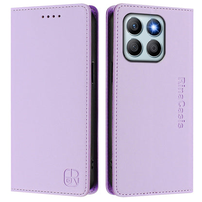 Honor X8b Dual-Folded Magnetic Suction RFID Blocking PU Leather Wallet Phone Case with Card Slots, Cash Pocket, Kickstand, Full Protective Flip Cover