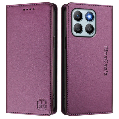 Honor X8b Dual-Folded Magnetic Suction RFID Blocking PU Leather Wallet Phone Case with Card Slots, Cash Pocket, Kickstand, Full Protective Flip Cover