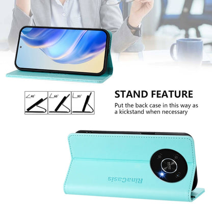 Honor X30 5G Dual-Folded Magnetic Suction RFID Blocking PU Leather Wallet Phone Case with Card Slots, Cash Pocket, Kickstand, Full Protective Flip Cover