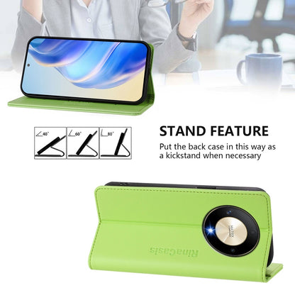 Honor X9b Dual-Folded Magnetic Suction RFID Blocking PU Leather Wallet Phone Case with Card Slots, Cash Pocket, Kickstand, Full Protective Flip Cover