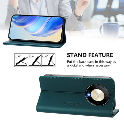 Honor X9b Dual-Folded Magnetic Suction RFID Blocking PU Leather Wallet Phone Case with Card Slots, Cash Pocket, Kickstand, Full Protective Flip Cover