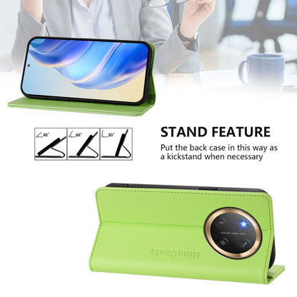 Honor X9c Dual-Folded Magnetic Suction RFID Blocking PU Leather Wallet Phone Case with Card Slots, Cash Pocket, Kickstand, Full Protective Flip Cover