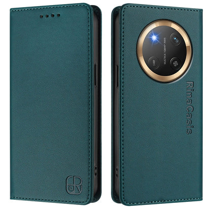 Honor X9c Dual-Folded Magnetic Suction RFID Blocking PU Leather Wallet Phone Case with Card Slots, Cash Pocket, Kickstand, Full Protective Flip Cover