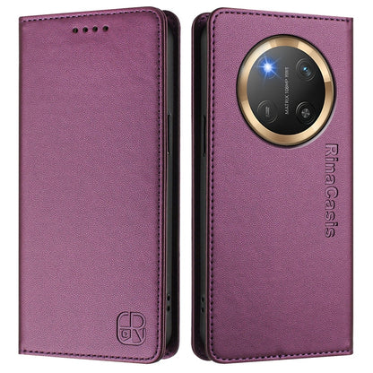 Honor X9c Dual-Folded Magnetic Suction RFID Blocking PU Leather Wallet Phone Case with Card Slots, Cash Pocket, Kickstand, Full Protective Flip Cover