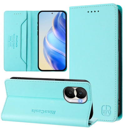 Honor X40i Dual-Folded Magnetic Suction RFID Blocking PU Leather Wallet Phone Case with Card Slots, Cash Pocket, Kickstand, Full Protective Flip Cover