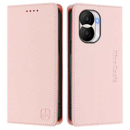 Honor X40i Dual-Folded Magnetic Suction RFID Blocking PU Leather Wallet Phone Case with Card Slots, Cash Pocket, Kickstand, Full Protective Flip Cover