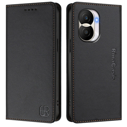 Honor X40i Dual-Folded Magnetic Suction RFID Blocking PU Leather Wallet Phone Case with Card Slots, Cash Pocket, Kickstand, Full Protective Flip Cover