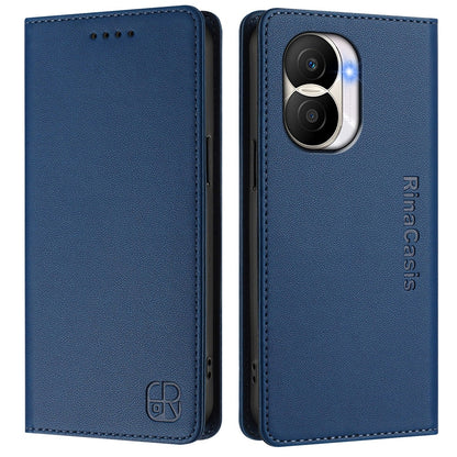 Honor X40i Dual-Folded Magnetic Suction RFID Blocking PU Leather Wallet Phone Case with Card Slots, Cash Pocket, Kickstand, Full Protective Flip Cover