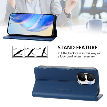 Honor X40i Dual-Folded Magnetic Suction RFID Blocking PU Leather Wallet Phone Case with Card Slots, Cash Pocket, Kickstand, Full Protective Flip Cover