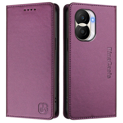 Honor X40i Dual-Folded Magnetic Suction RFID Blocking PU Leather Wallet Phone Case with Card Slots, Cash Pocket, Kickstand, Full Protective Flip Cover
