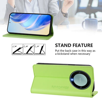 Honor Magic5 Lite Dual-Folded Magnetic Suction RFID Blocking PU Leather Wallet Phone Case with Card Slots, Cash Pocket, Kickstand, Full Protective Flip Cover