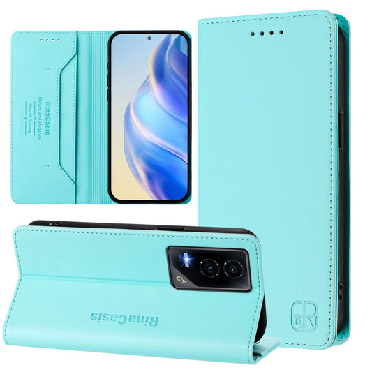 Honor GT Dual-Folded Magnetic Suction RFID Blocking PU Leather Wallet Phone Case with Card Slots, Cash Pocket, Kickstand, Full Protective Flip Cover