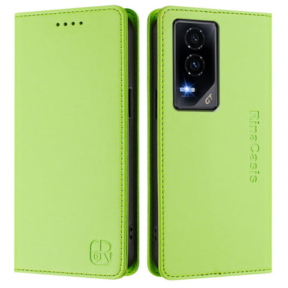 Honor GT Dual-Folded Magnetic Suction RFID Blocking PU Leather Wallet Phone Case with Card Slots, Cash Pocket, Kickstand, Full Protective Flip Cover