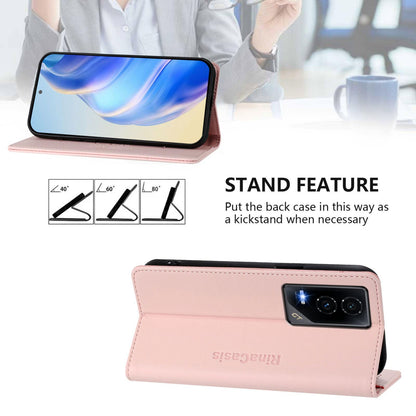 Honor GT Dual-Folded Magnetic Suction RFID Blocking PU Leather Wallet Phone Case with Card Slots, Cash Pocket, Kickstand, Full Protective Flip Cover