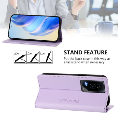Honor GT Dual-Folded Magnetic Suction RFID Blocking PU Leather Wallet Phone Case with Card Slots, Cash Pocket, Kickstand, Full Protective Flip Cover