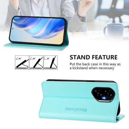 Honor 300 Dual-Folded Magnetic Suction RFID Blocking PU Leather Wallet Phone Case with Card Slots, Cash Pocket, Kickstand, Full Protective Flip Cover
